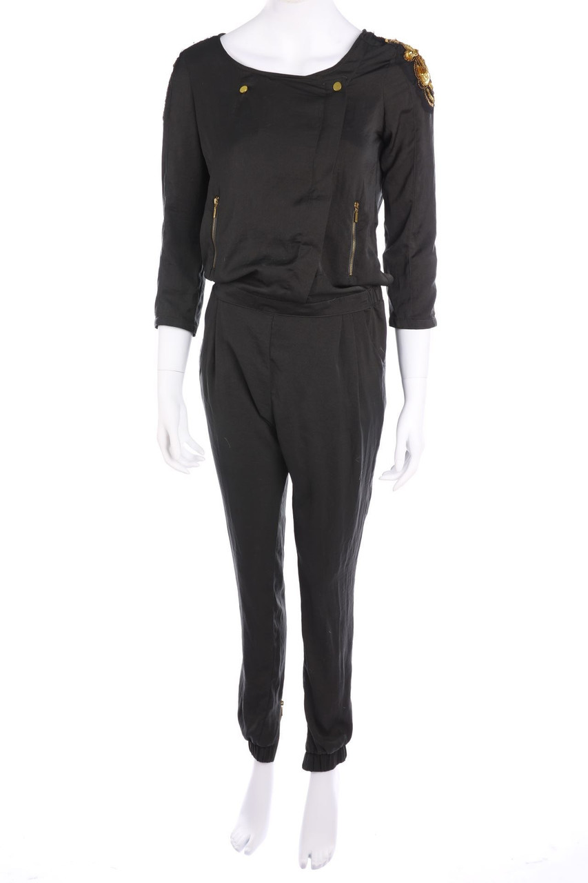 Bershka - Jumpsuit im Military-Stil mit Pailletten mit Perlen - M