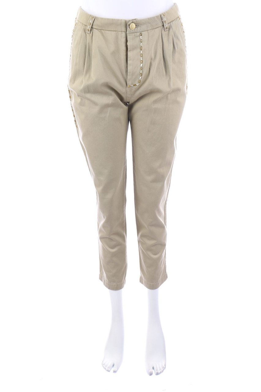 FEMME BY MICHELE ROSSI - Cropped-Chino-Hose aus Baumwolle mit Schmuckstein-Applikation - D 42