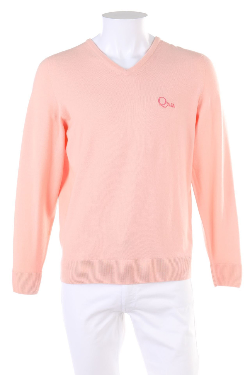 Q´AJA - V-Neck-Pullover aus Merino-Wolle mit Logo-Stickerei - M