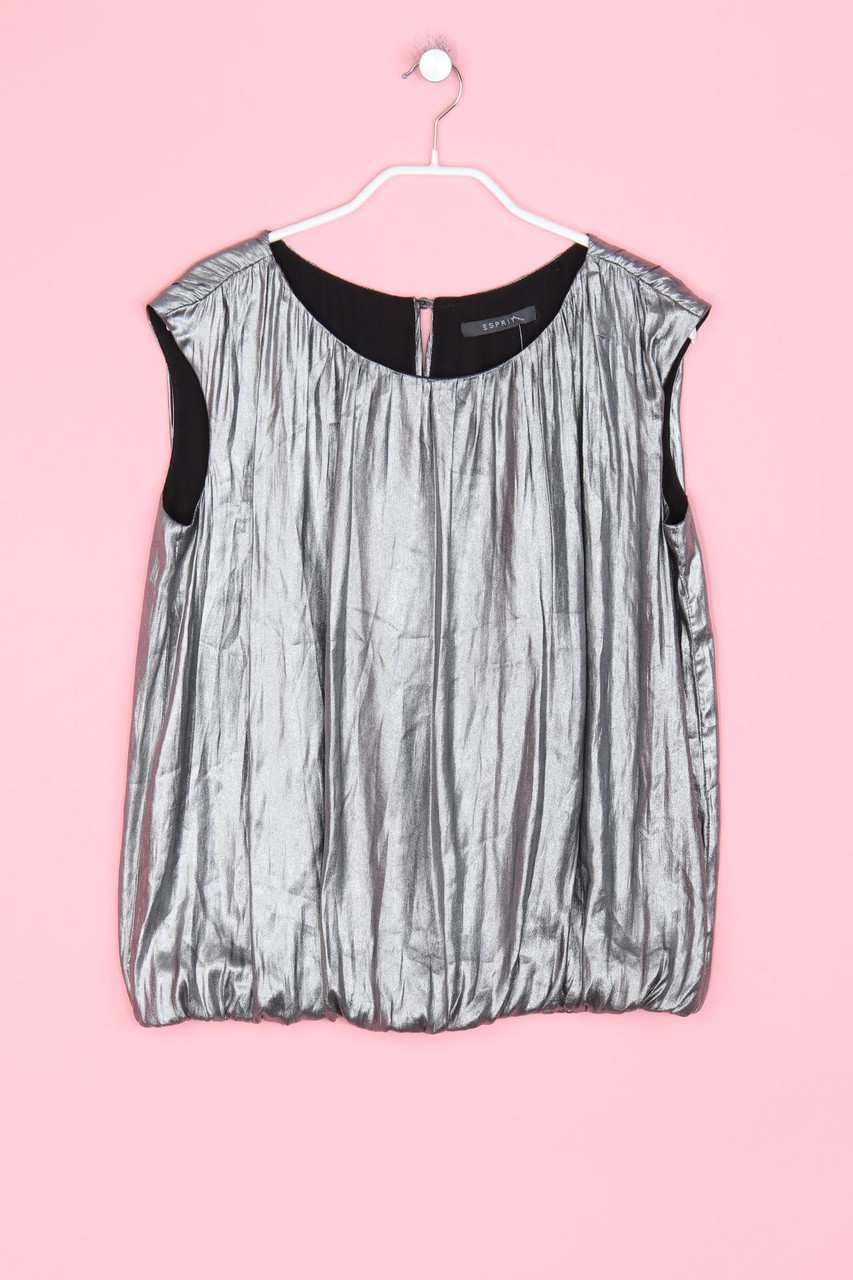 ESPRIT - Metallic-T-Shirt mit Raffungen mit Keyhole - L