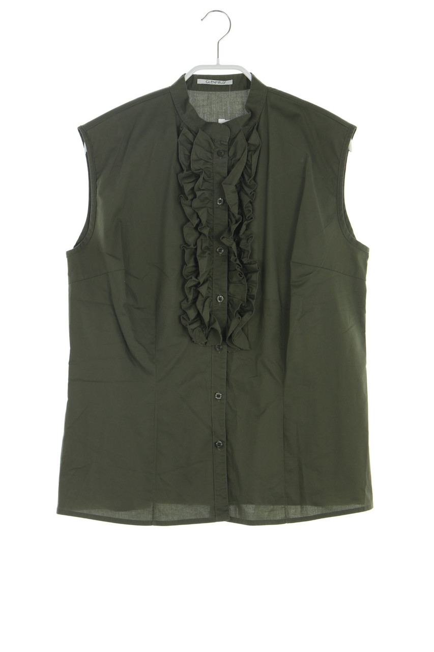 GLENFIELD - ärmellose Hemd-Bluse aus Baumwoll-Mix mit Rüschen mit Logo-Knöpfen - XL