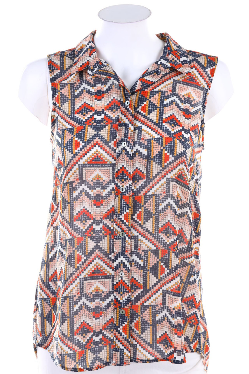 H&M - ärmellose Hemd-Bluse mit Print - D 34