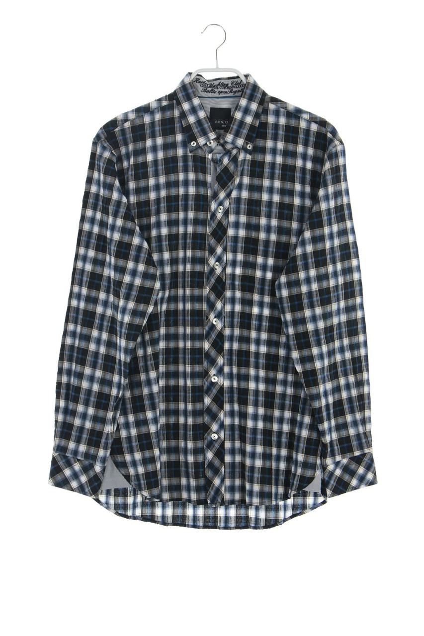 BONITA men - kariertes Button-down-Hemd im Used Look - M