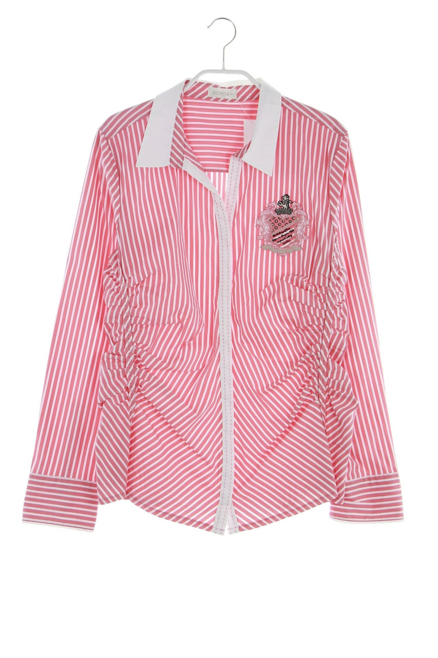 BONITA - Streifen-Bluse mit Raffungen mit Stickereien - D 44