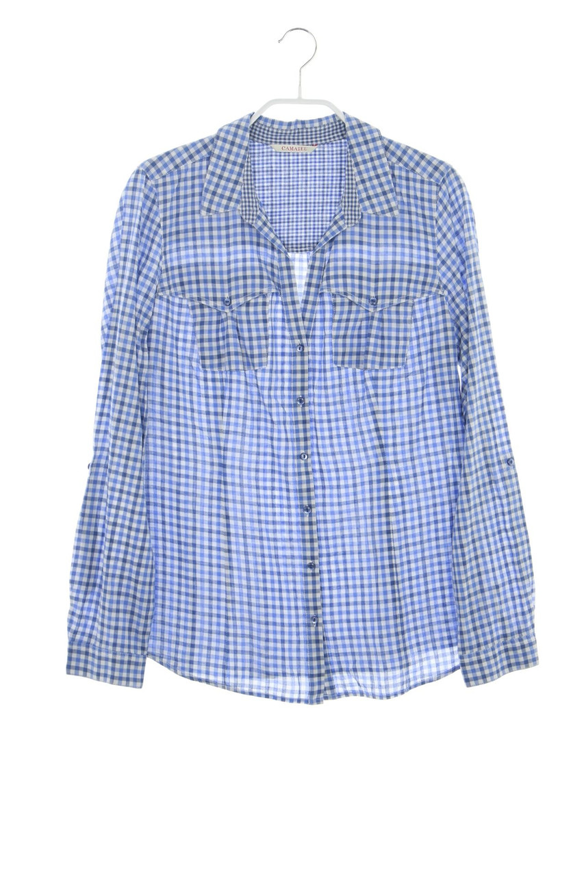 CAMAÏEU - Bluse mit Karo-Muster mit Roll-up-Manschette - D 38-40