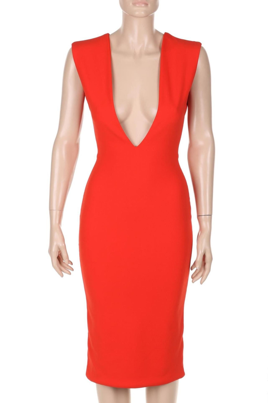 SOLACE LONDON - Midi-Kleid mit tiefem Ausschnitt - D 34