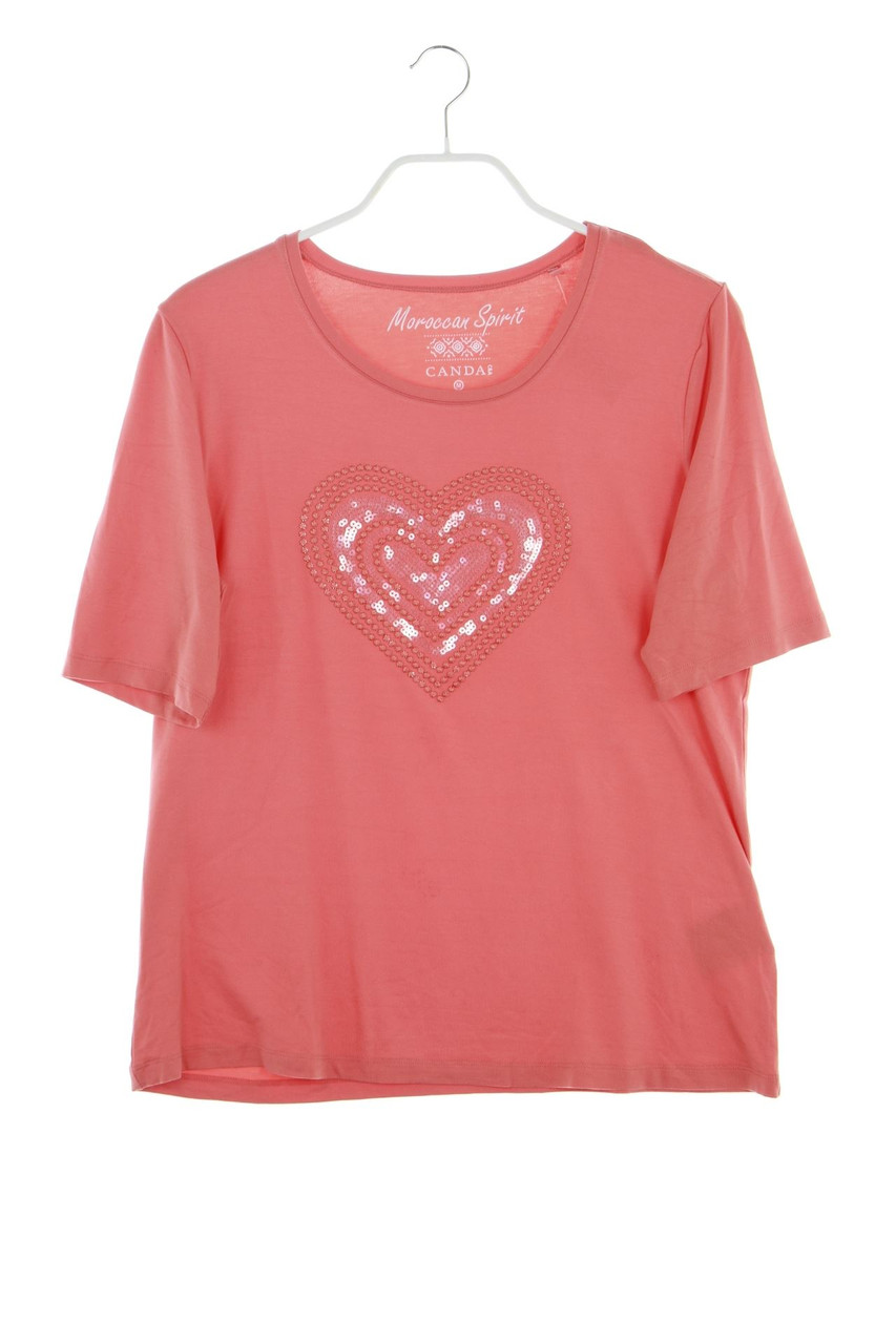 CANDA by C&A - Kurzarm-Shirt aus Viskose-Mix mit Pailletten mit Stickereien - L