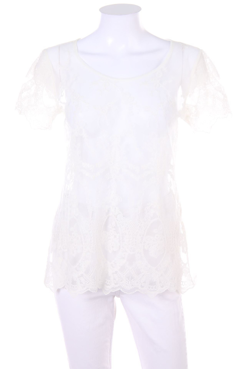 BRÉAL - Kurzarm-Shirt aus Mesh mit Stickereien mit Keyhole - M