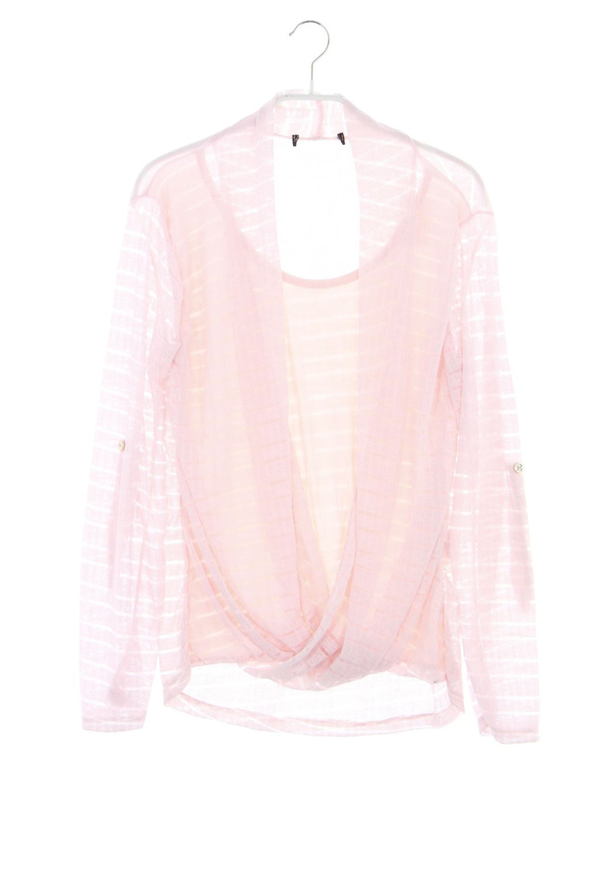 Ohne Label - Strick-Longsleeve-Shirt mit Krempel-Ärmeln - M