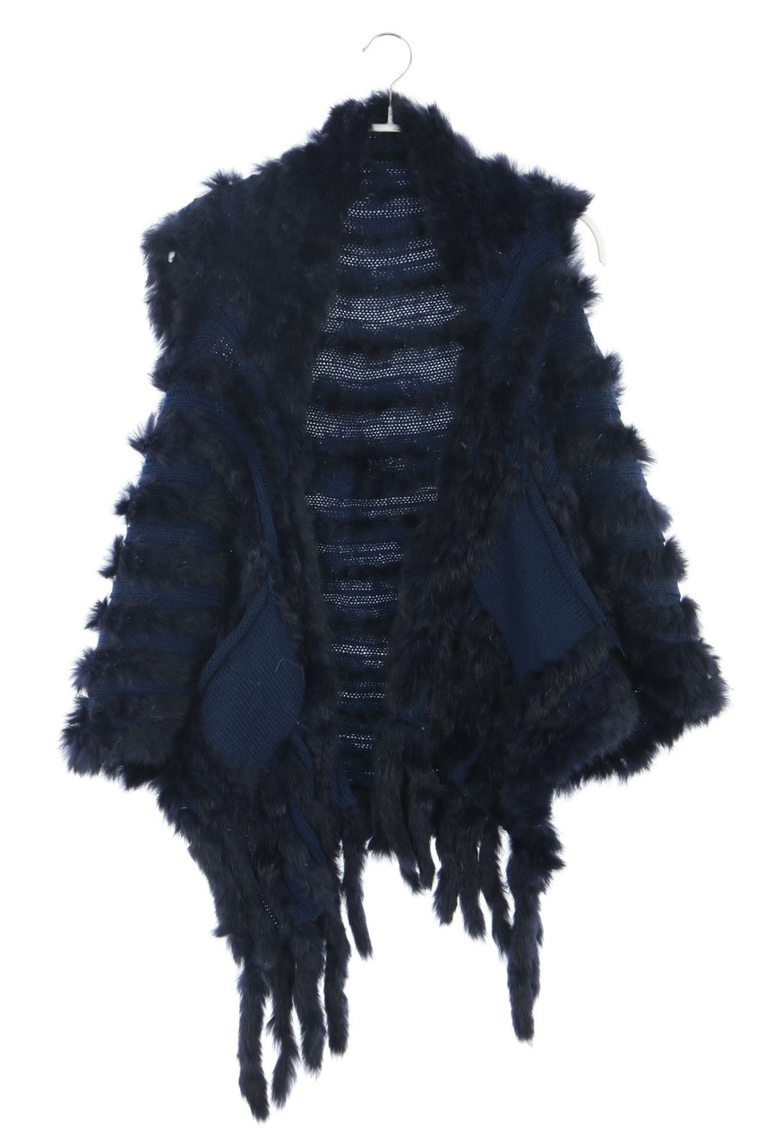 Ohne Label - Strick-Cardigan mit Kaninchen-Pelz - D 38-40