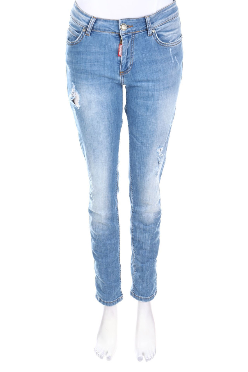 DSQUARED² - Destroyed Skinny-Jeans mit Logo-Applikation - M