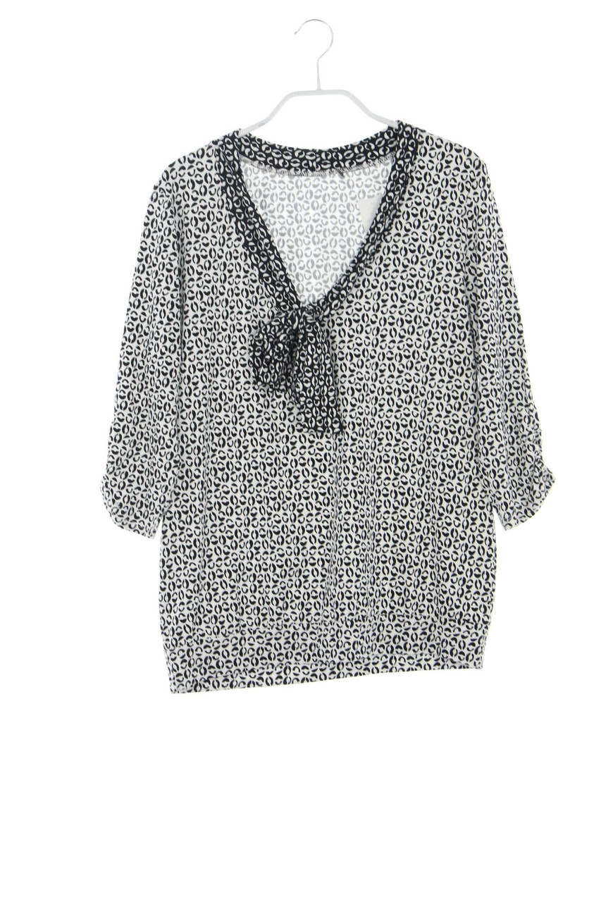 Ohne Label - Muster-3/4-Arm-Shirt mit Raffungen - M