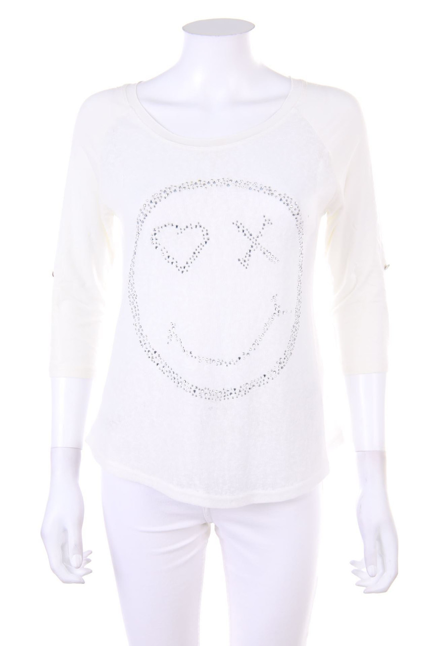 Ohne Label - 3/4-Arm-Shirt mit Strass-Steinen - S