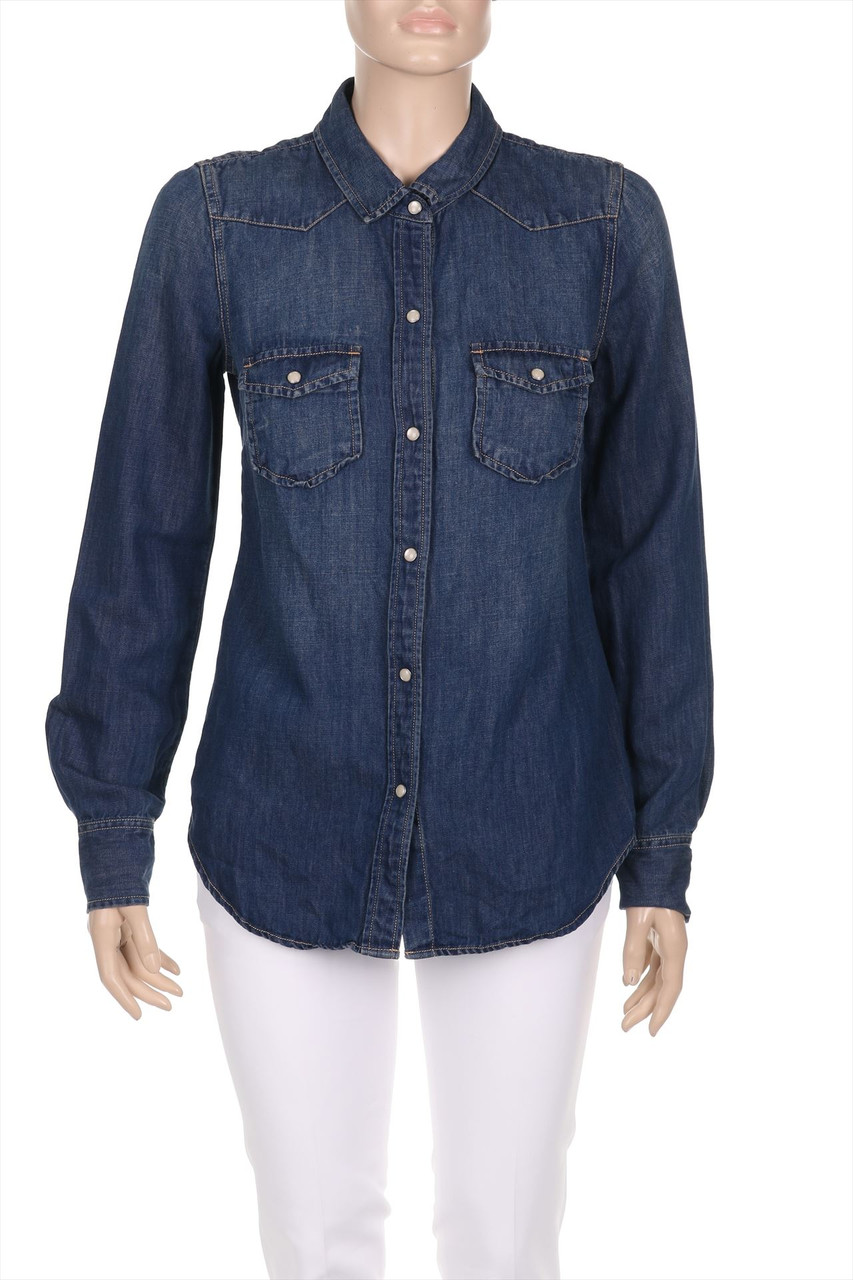J.CREW - Jeans-Bluse mit Leinen - D 34
