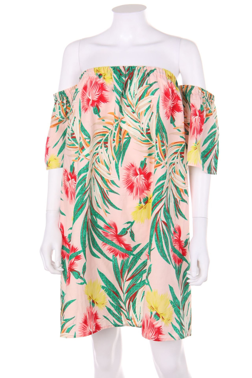 asos - Carmen-Kleid aus Baumwolle mit Tropical Print - D 38