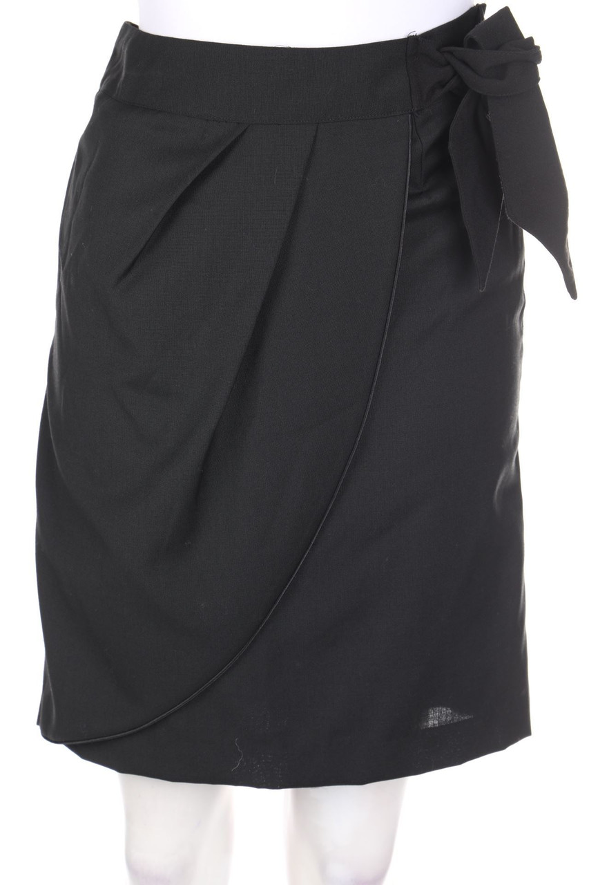 KOOKAI - Falten-Rock in Wickel-Optik mit Paspelierung mit Wolle - D 36