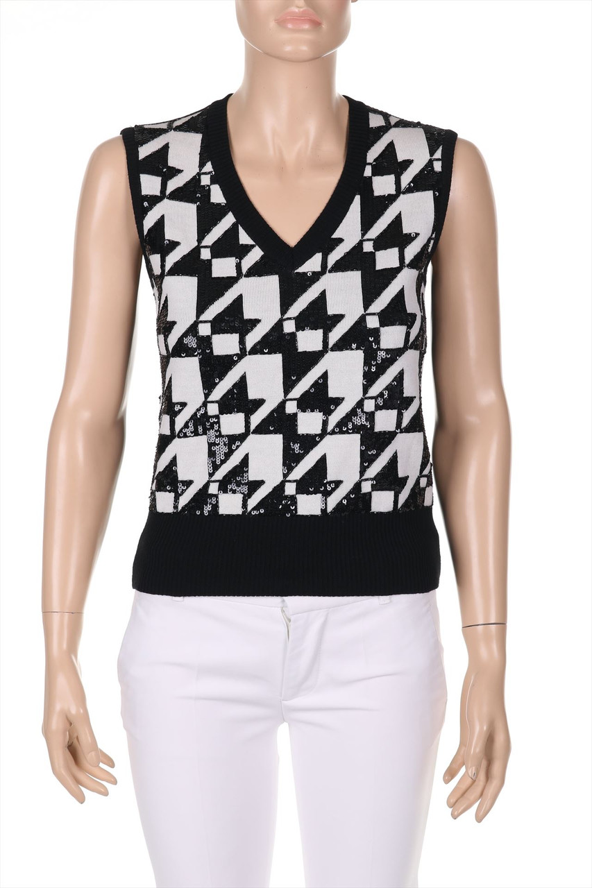 ESCADA - Strick-Top aus reiner Schurwolle mit Pailletten - D 36