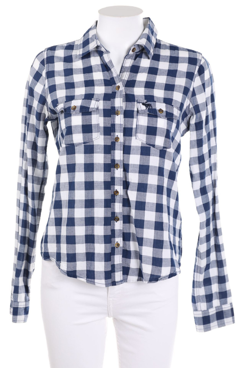 Abercrombie & Fitch - Hemd-Bluse mit Karo-Muster mit Logo-Stickerei - S