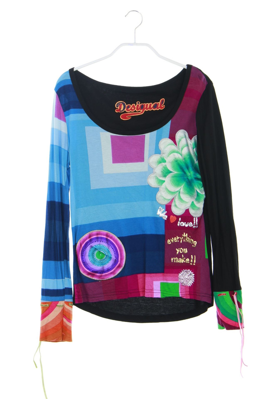Desigual - Longsleeve-Shirt mit Applikationen - S