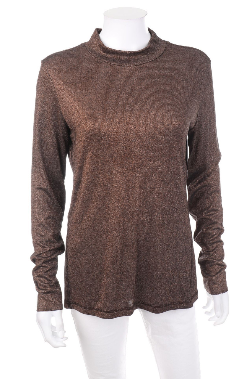 MOS MOSH - Longsleeve-Shirt aus Viskose-Mix mit Metallic-Effekt - L