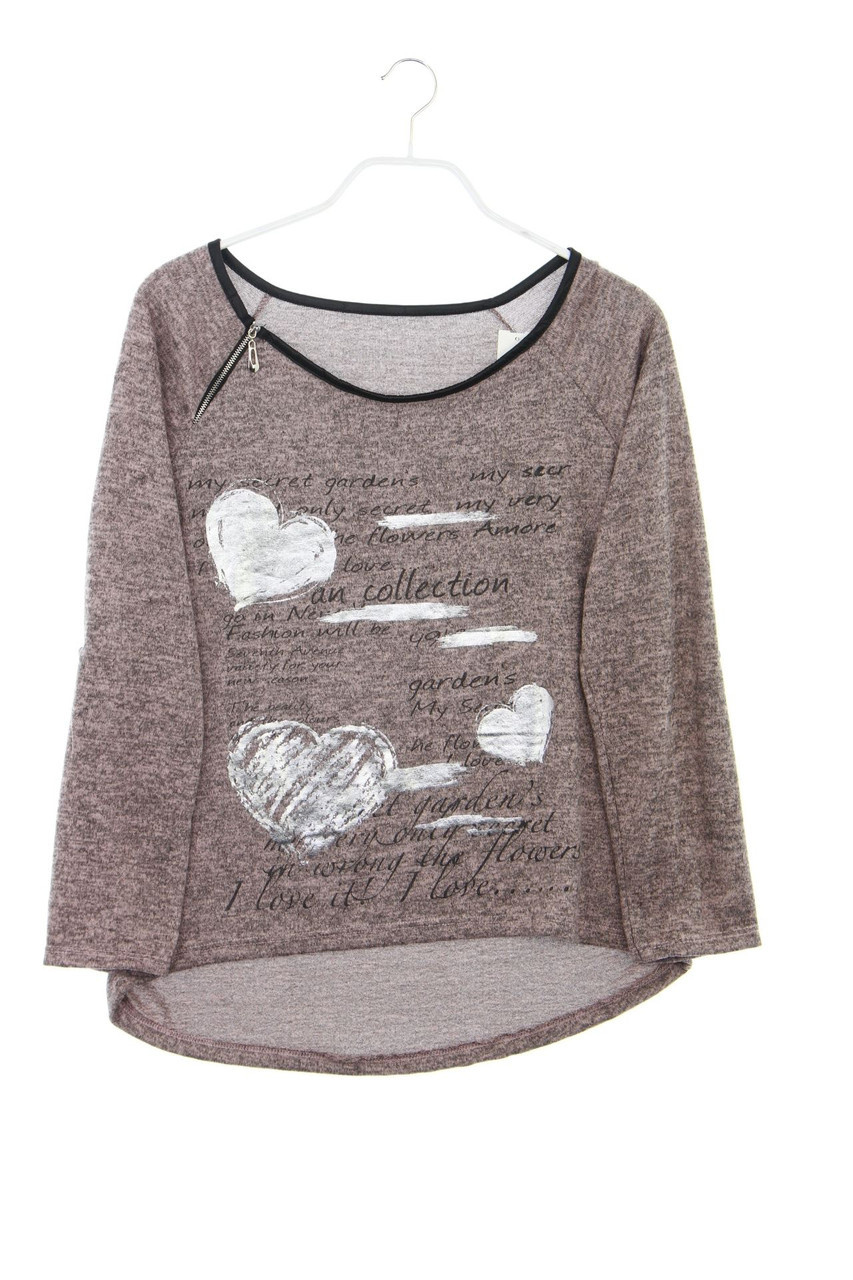 Ohne Label - Strick-Pullover aus Viskose-Mix mit Print - XL