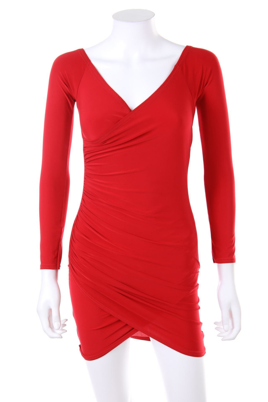 MISSGUIDED - Mini-Kleid in Wickel-Optik mit Raffungen - D 36