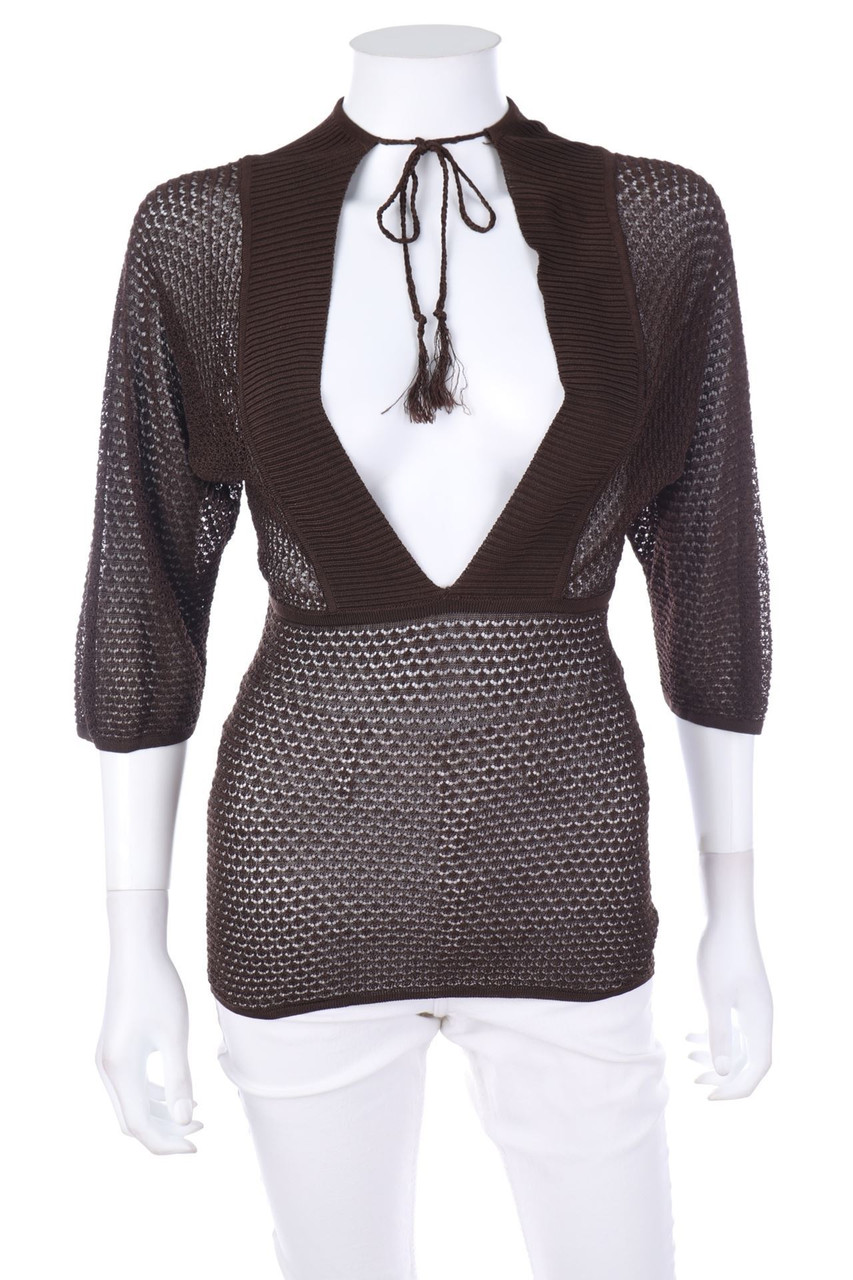 MANGO SUIT - Strick-Pullover aus Lochstrick mit Schleife - XS