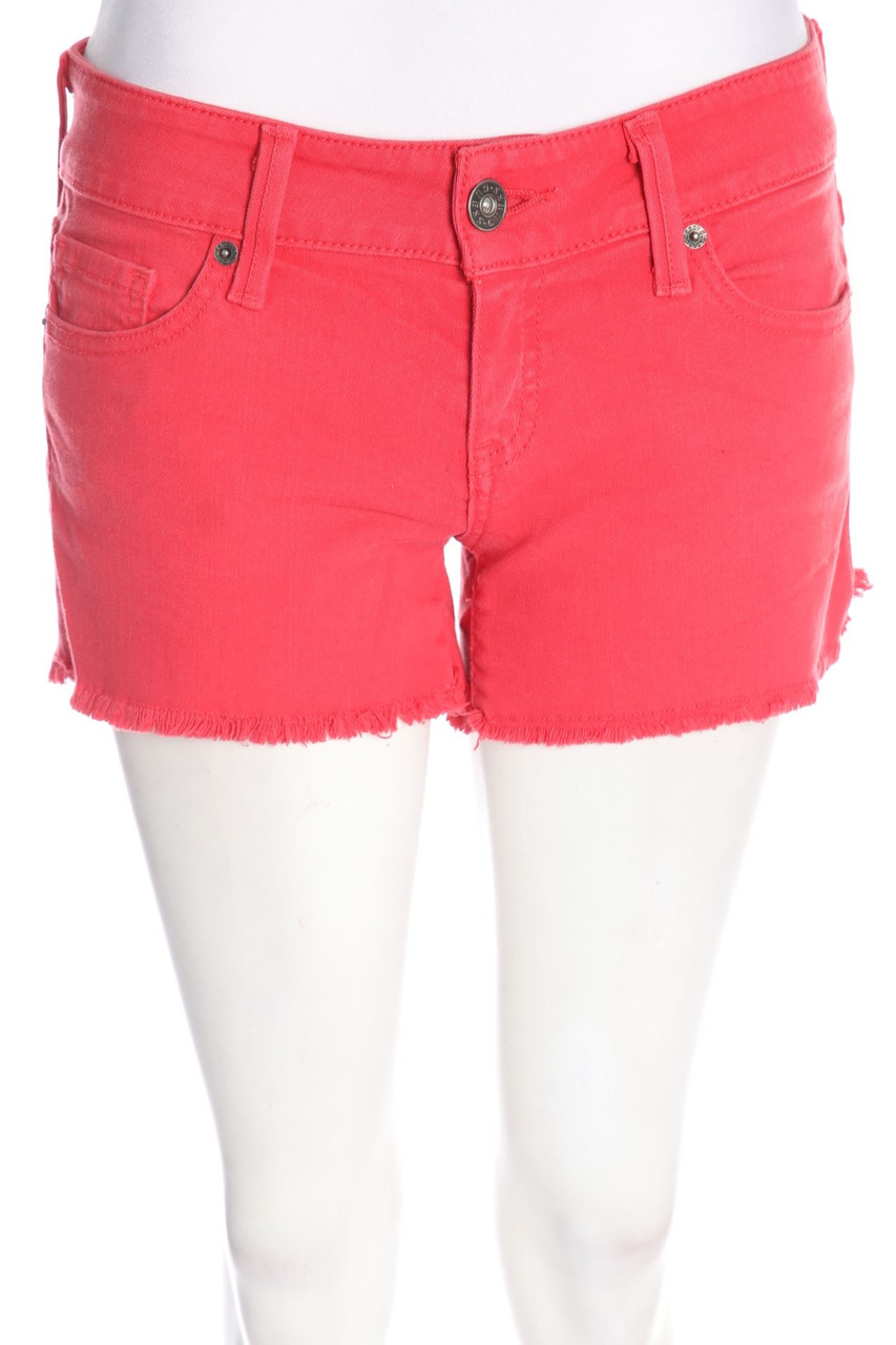 GUESS - Jeans-Shorts mit Logo-Badge mit Fransen - W27