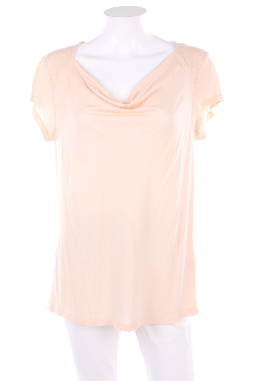 CAROLL - Kurzarm-Shirt aus Viskose mit Wasserfall-Ausschnitt - D 40