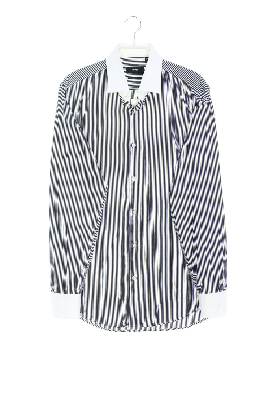 BOSS HUGO BOSS - Business-Streifen-Hemd mit Kontrast-Kragen - S