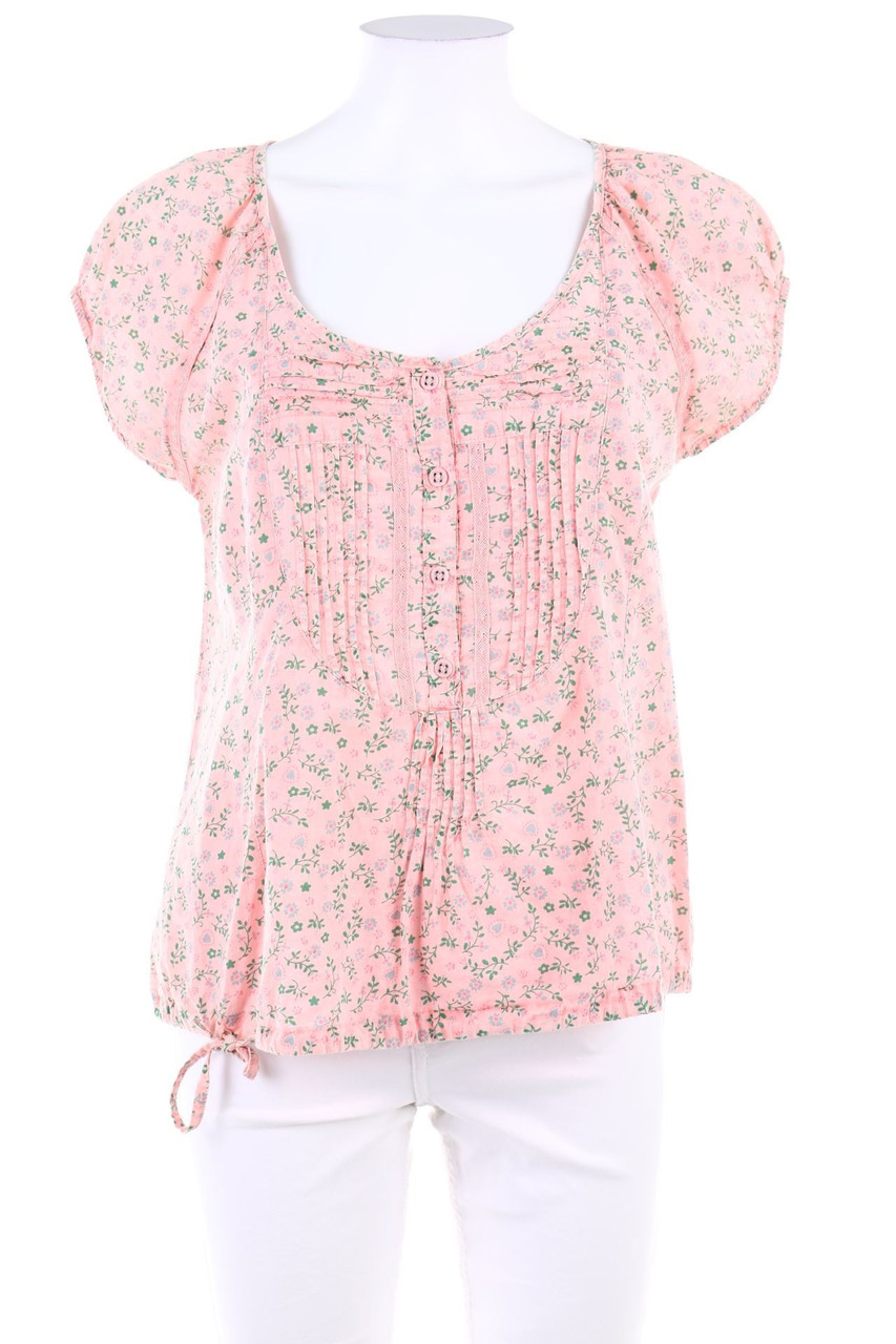 NILE atelier - Kurzarm-Bluse mit Blumen-Print - S