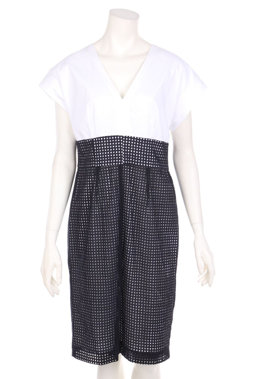 MARC CAIN - Two Tone-Kleid aus Baumwolle mit tiefem Ausschnitt - XL