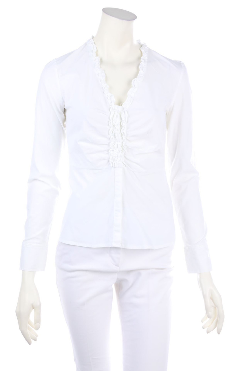 DUNE BY DUNE - Bluse aus Baumwoll-Mix mit Volants - D 36