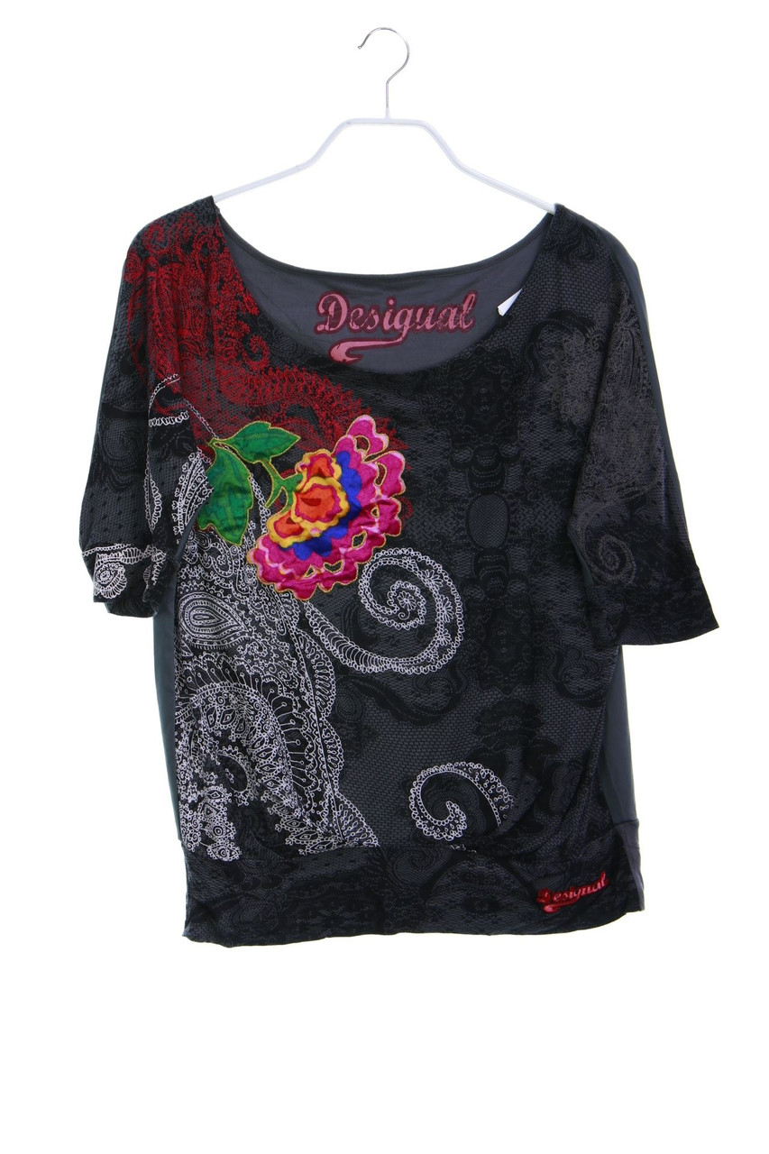 Desigual - Print-Shirt mit Applikationen - S