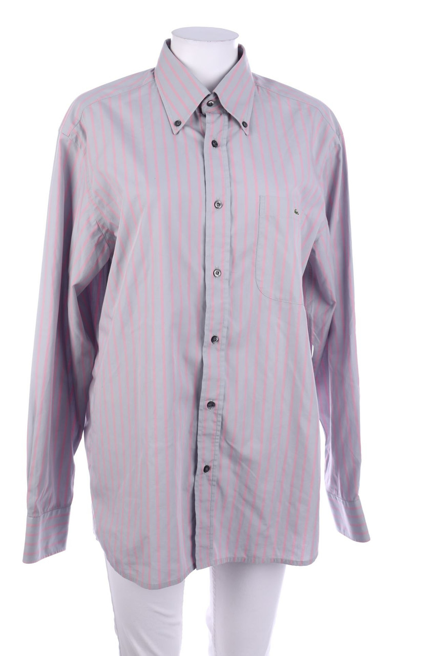 LACOSTE - gestreiftes Button-down-Hemd mit Logo-Stickerei - 42