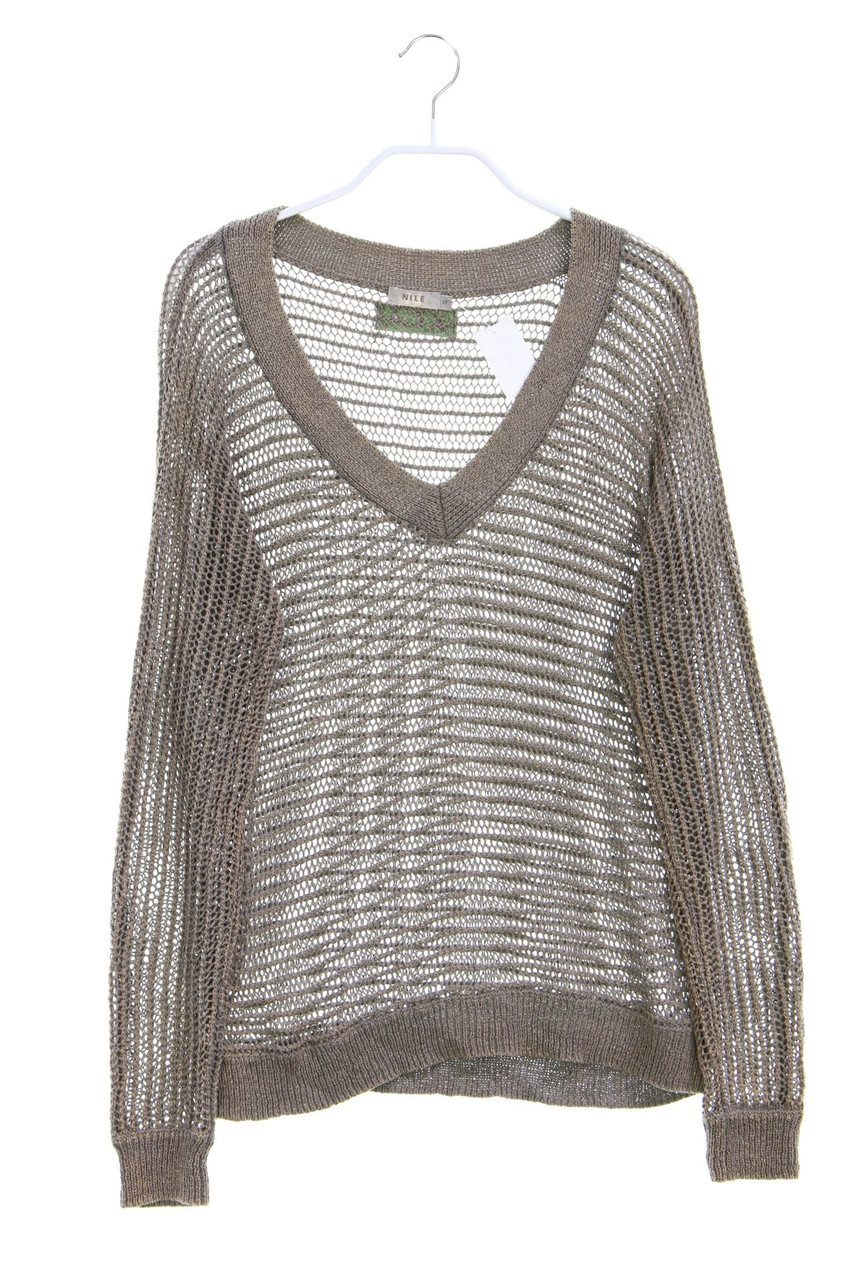 NILE - Strick-Pullover aus Lochstrick mit Leinen - S