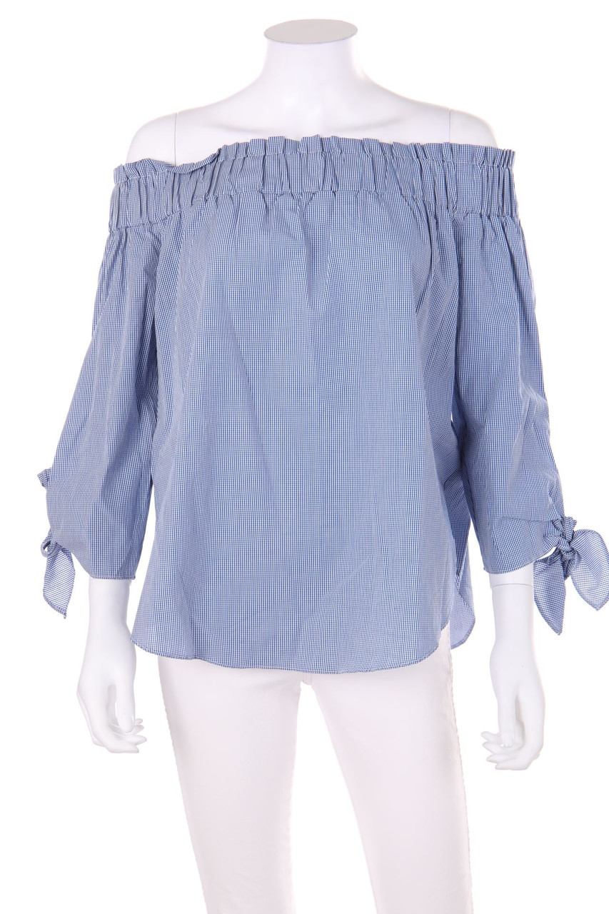 H&M - Carmen-Bluse mit Karo-Muster - D 38