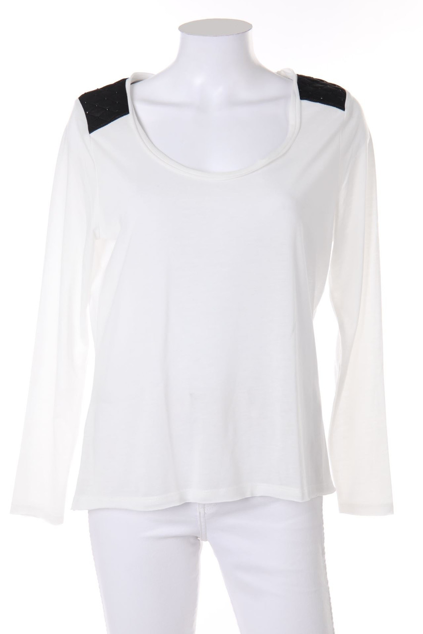 K BY KOOKAI - Two Tone-Longsleeve-Shirt mit Strass-Steinen - L