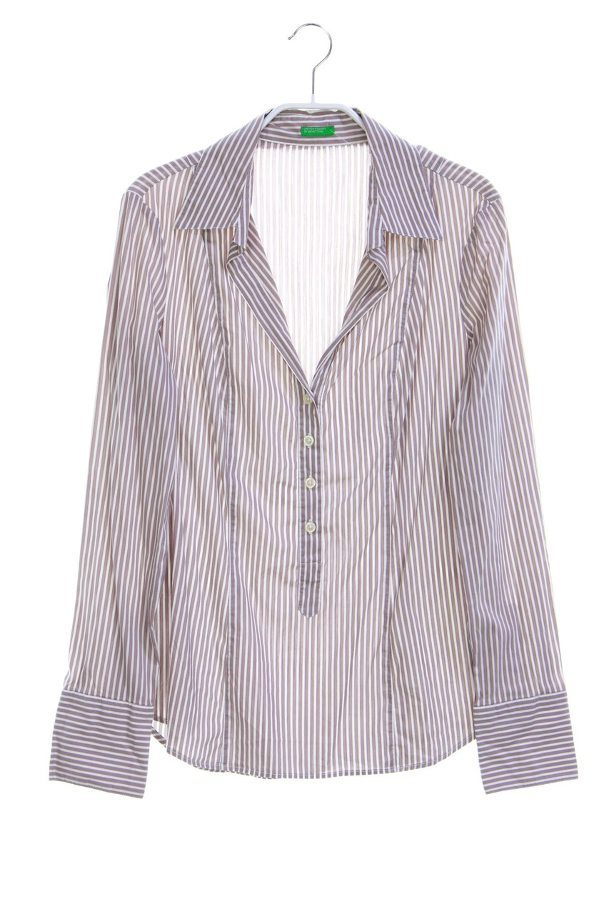 UNITED COLORS OF BENETTON - Streifen-Hemd-Bluse mit tiefem Ausschnitt - M