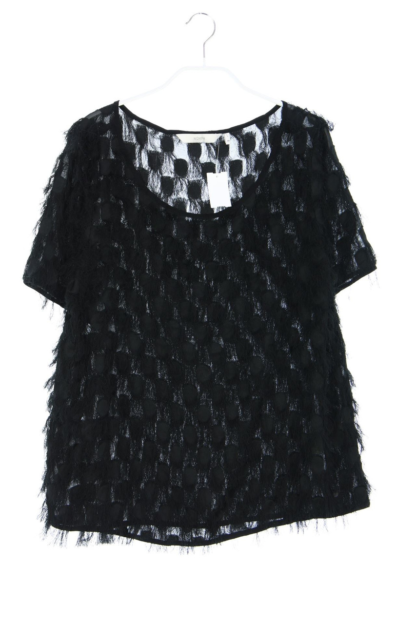 NÜMPH - Kurzarm-Shirt mit Punkten mit Fransen - D 40