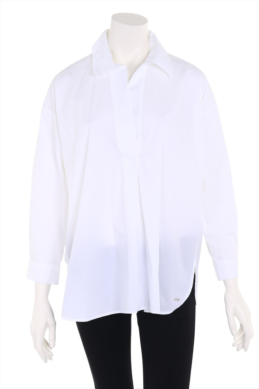 WOOLRICH - Tunika-Bluse mit Logo-Plakette - S