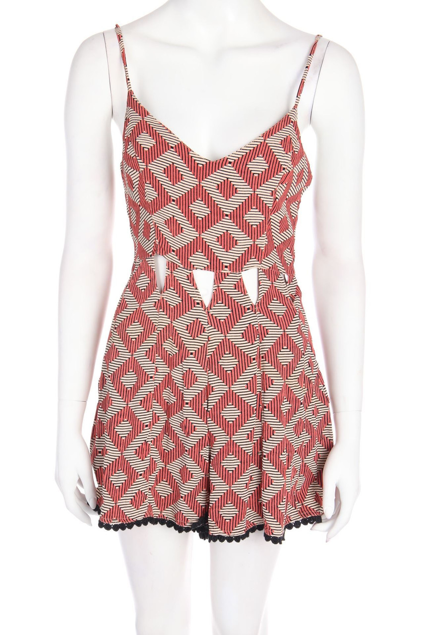 TOPSHOP - Print-Playsuit mit Cut-outs - D 38