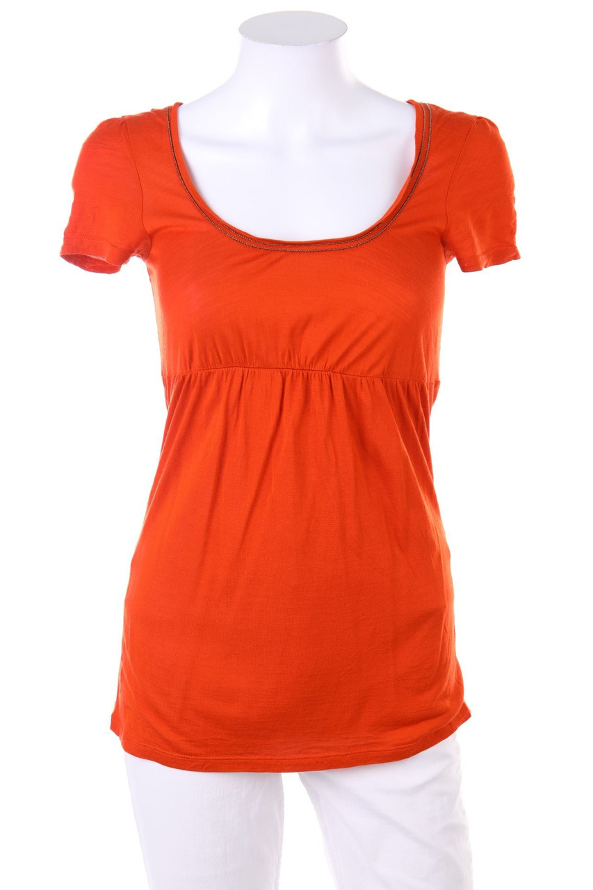 MAX&Co. tricot - Kurzarm-Shirt aus Seiden-Mischung mit Raffungen - S