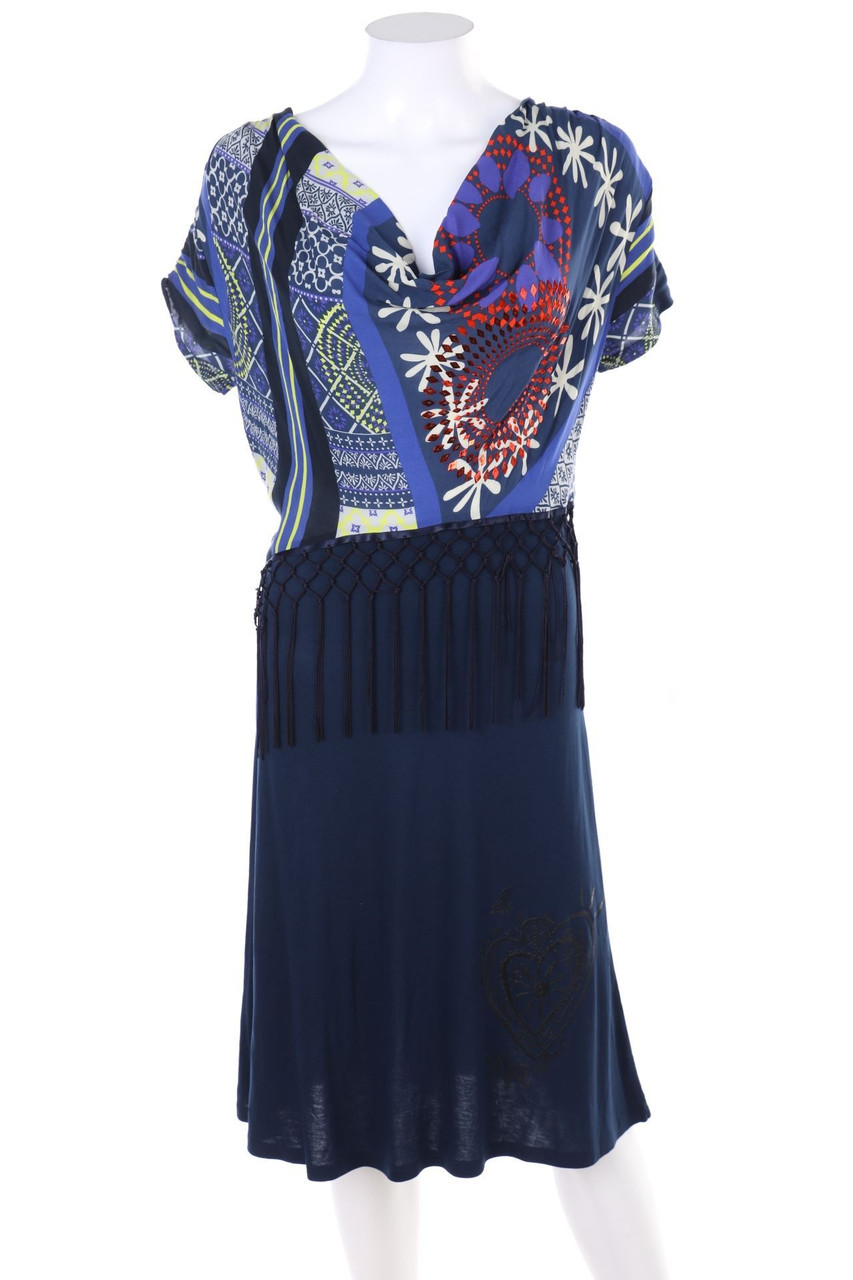 Desigual - Muster-Kleid mit Logo-Stickerei - M