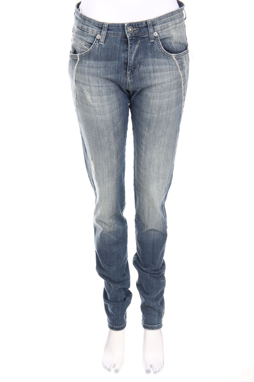 MAC - Distressed Skinny-Jeans mit Applikationen mit Logo-Patch - D 36