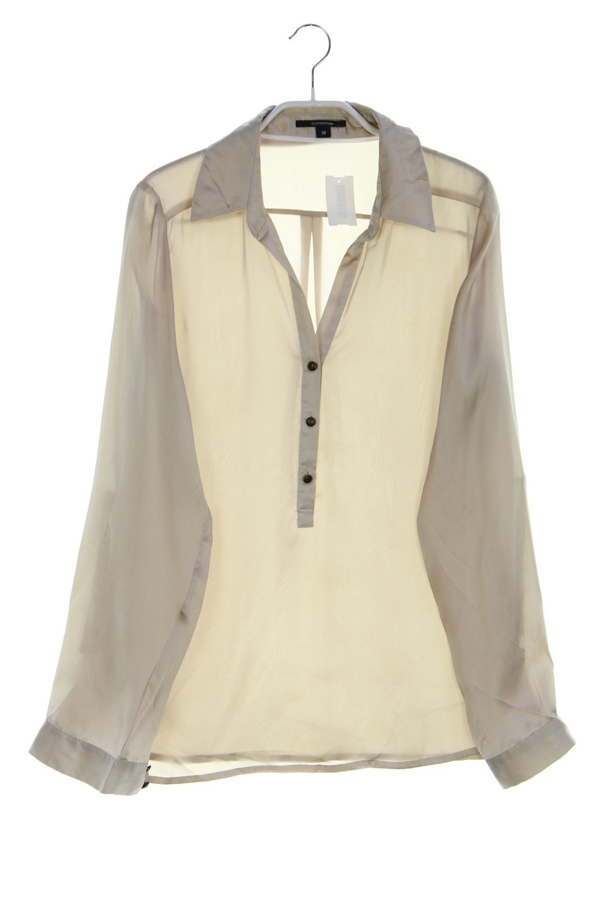 comma - Satin-Bluse mit Krempel-Ärmeln mit Falte - D 38