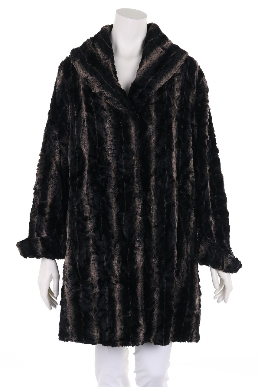 NICOWA - Fake Fur-Mantel mit Animal-Print - D 38