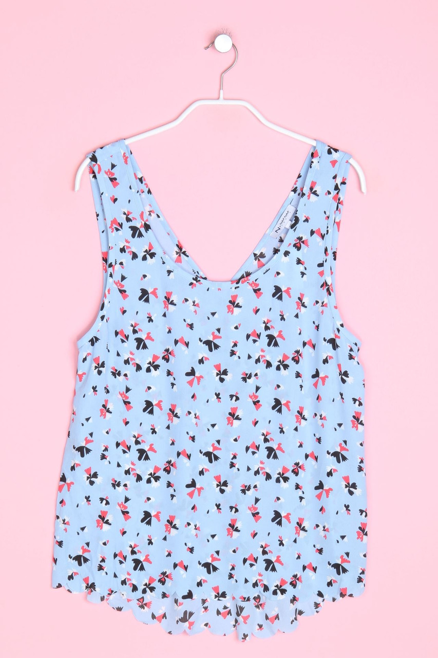 N by NAF NAF - Blusentop mit floralem Muster mit Muschelsaum - D 36