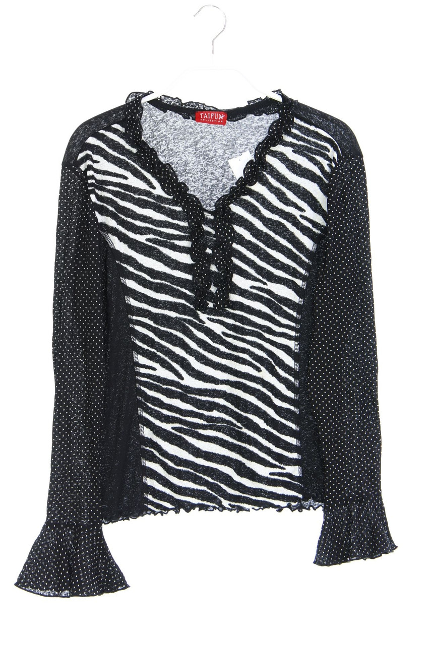 TAIFUN - Rüschen-Longsleeve-Shirt mit Animal-Print - M