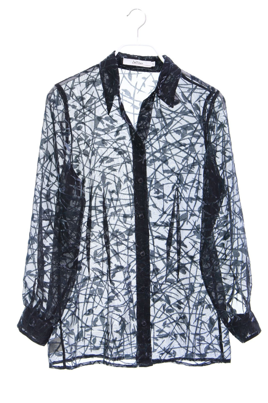 InWear - Hemd-Bluse aus Mesh mit Samt - S